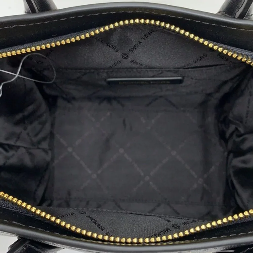 Michael Kors Avril Small Leather Top-Zip Satchel Black color